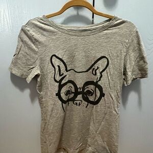 LOFT Grey French Bulldog Graphic Short Sleeve Tee
